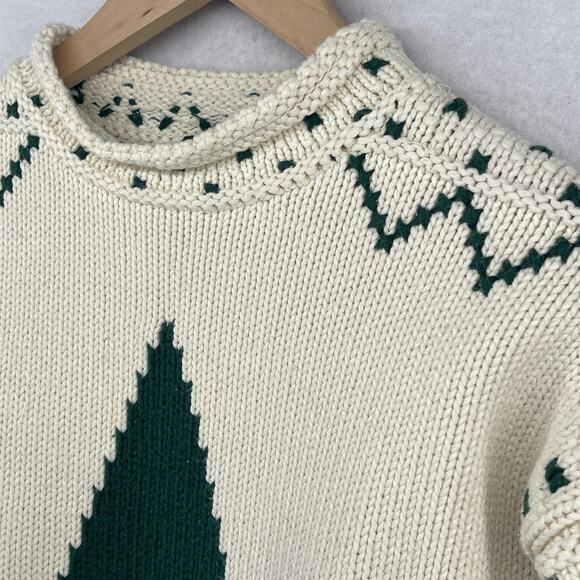 LIZSPORT Sweater PS Petite LIZ CLAIBORNE Christmas Tree Holiday Cream HK VTG - Picture 4 of 12